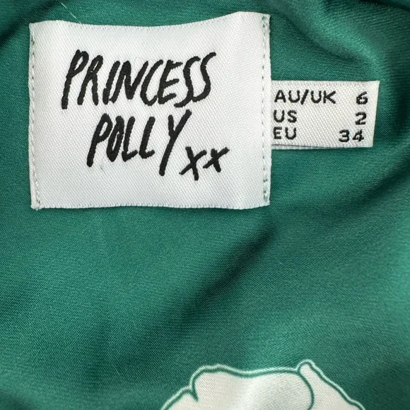 Princess Polly green floral dress satin 2 - Picture 3 of 4